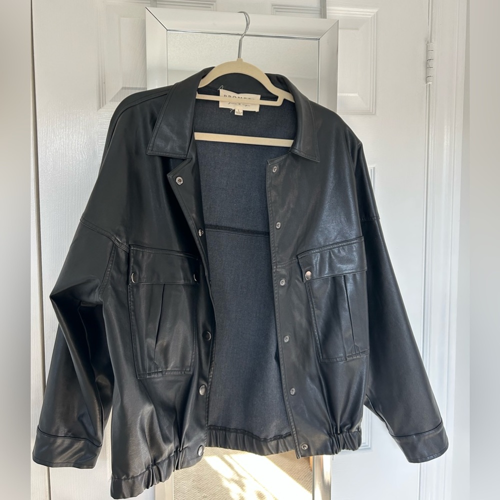 Vegan leather bomber style jacket